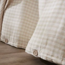 Clearance Copripiumino garza di cotone Gaïa vichy Beige Copripiumini