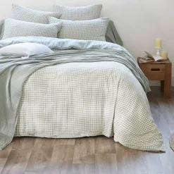 Best Copripiumino garza di cotone Gaïa vichy Verde eucalipto Copripiumini