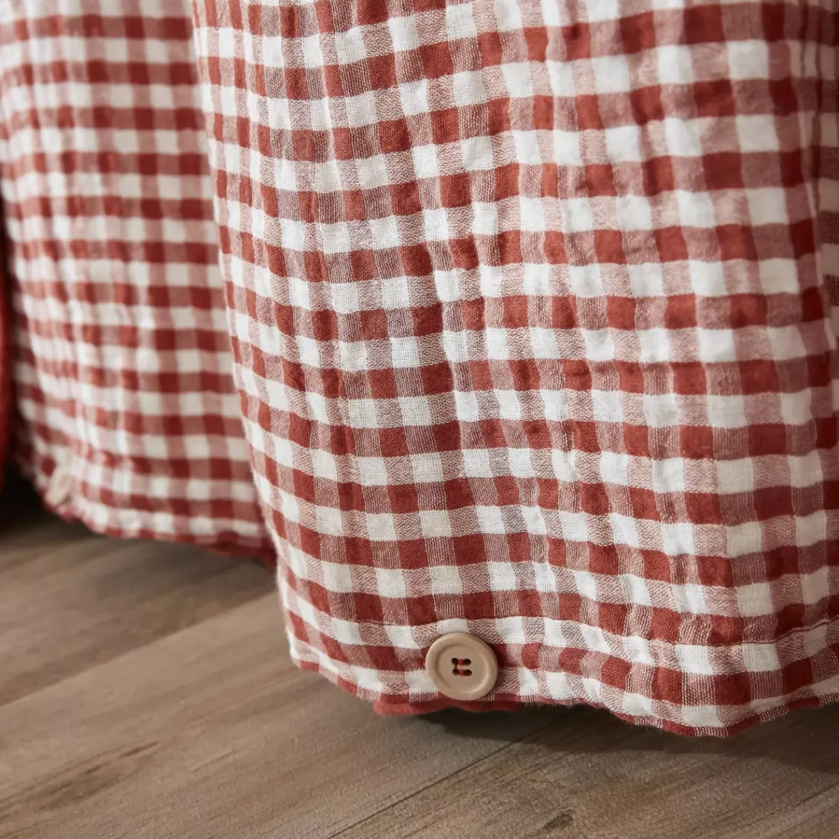 Discount Copripiumino garza di cotone (140 x 200 cm) Gaïa vichy Terracotta Copripiumini
