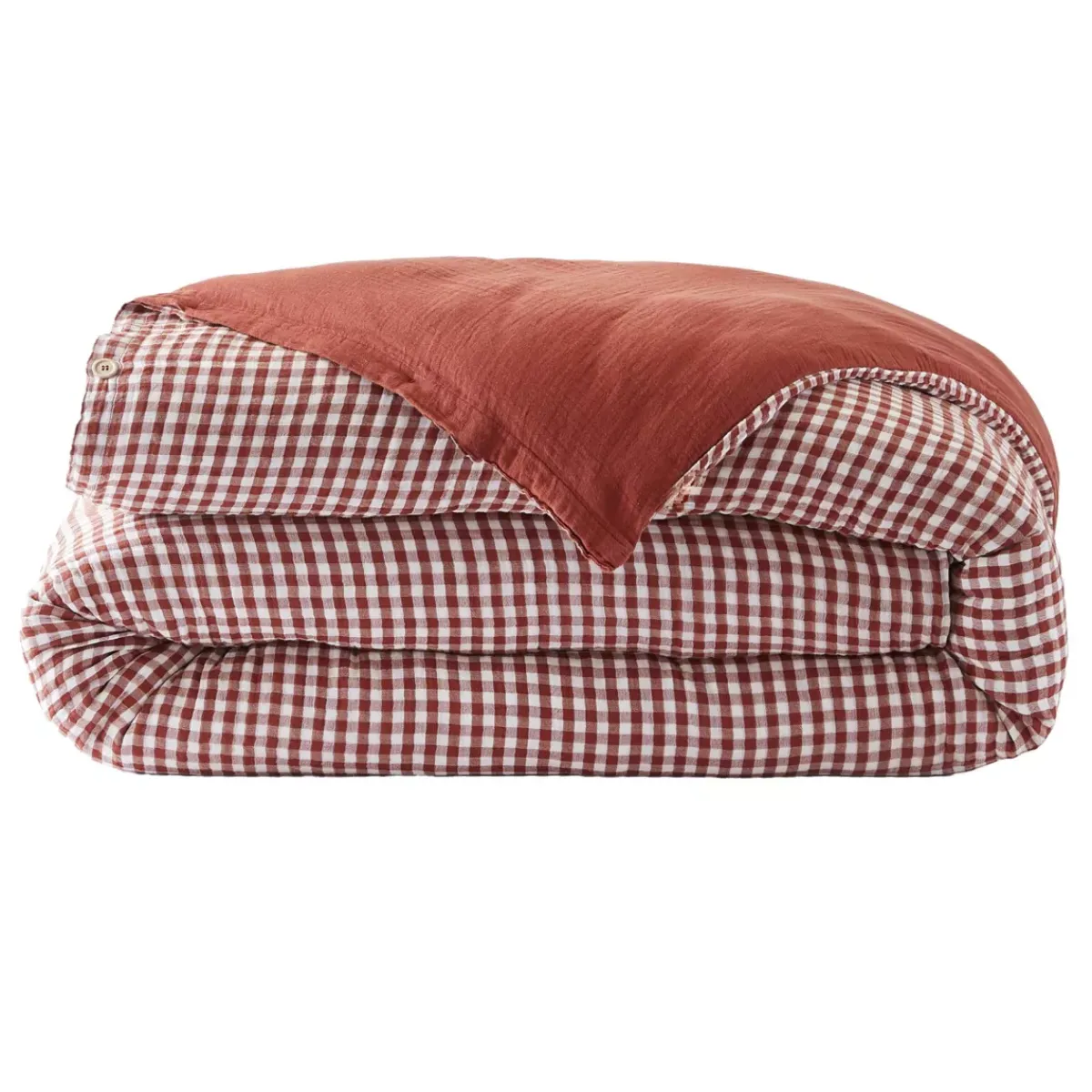 Discount Copripiumino garza di cotone (140 x 200 cm) Gaïa vichy Terracotta Copripiumini