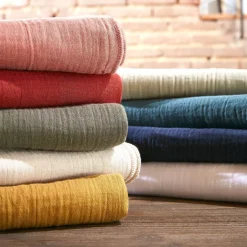 Copripiumino garza di cotone (200 x 200 cm) Gaïa Grigio nuvola Copripiumini