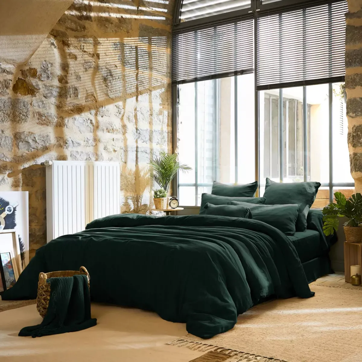 Discount Copripiumino garza di cotone (260 x 240 cm) Gaïa Copripiumini