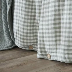 Outlet Copripiumino garza di cotone (140 x 200 cm) Gaïa vichy Verde eucalipto Copripiumini
