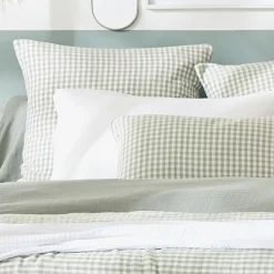 Outlet Copripiumino garza di cotone (140 x 200 cm) Gaïa vichy Verde eucalipto Copripiumini