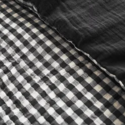 New Copripiumino garza di cotone (240 x 220 cm) Gaïa vichy Nero Copripiumini