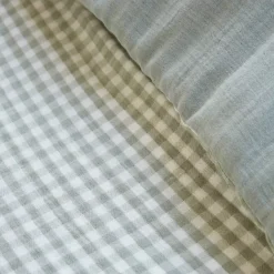 Discount Copripiumino garza di cotone (240 x 220 cm) Gaïa vichy Verde eucalipto Copripiumini