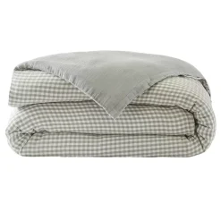 Discount Copripiumino garza di cotone (240 x 220 cm) Gaïa vichy Verde eucalipto Copripiumini