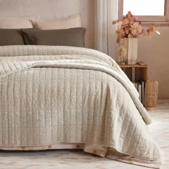 Clearance Copripiumino in cotone trapuntato (240 x 260 cm) Lena sabbia Copriletti, Trapuntine E Runner Letto