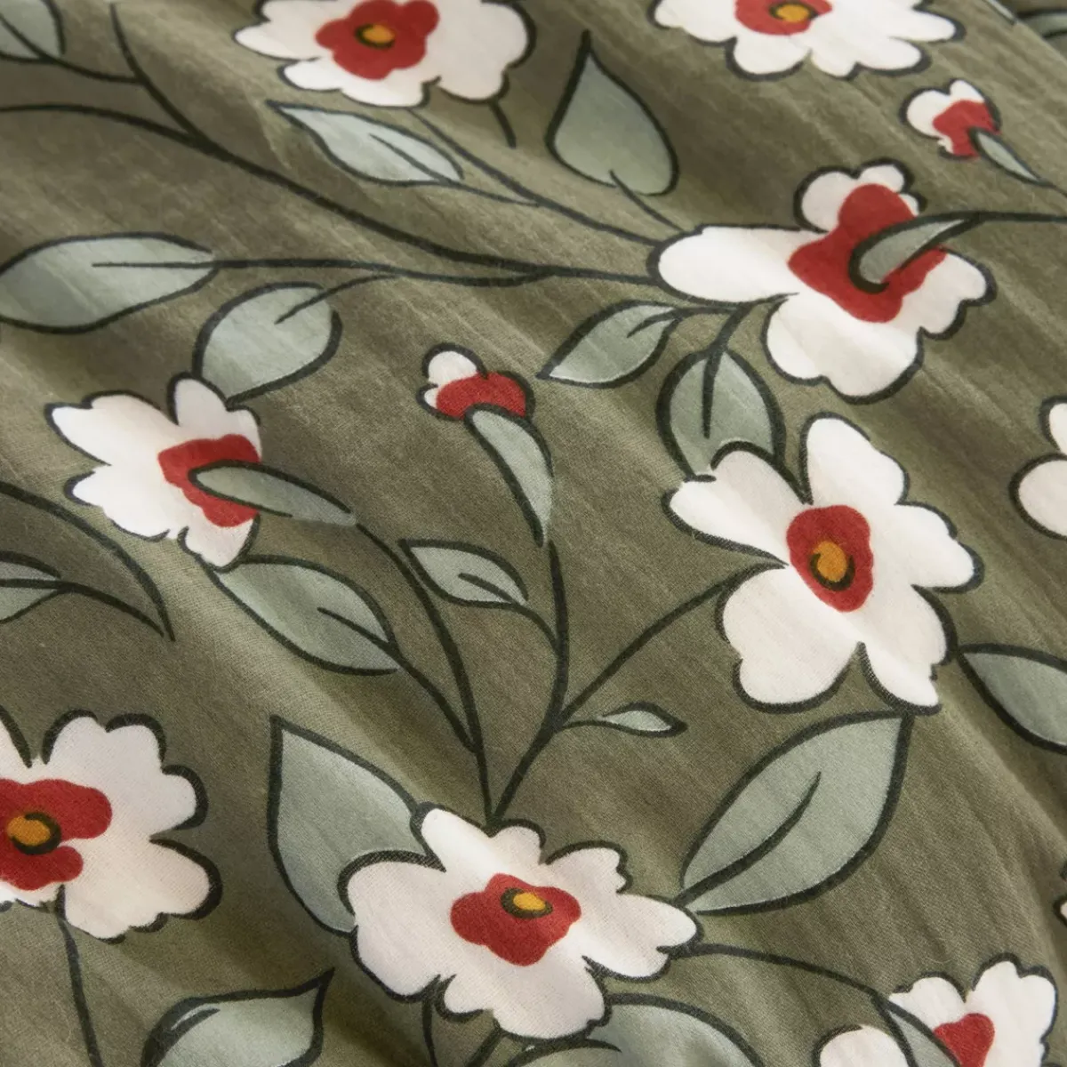 Sale Copripiumino in garza di cotone (140 x 200 cm) Gaïa margherita Verde rosmarino Copripiumini