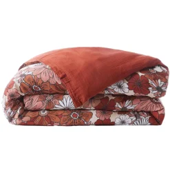 Sale Copripiumino in garza di cotone (200 x 200 cm) Gaïa azalea Terracotta Copripiumini