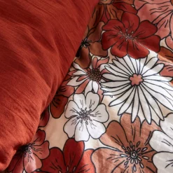 Sale Copripiumino in garza di cotone (200 x 200 cm) Gaïa azalea Terracotta Copripiumini