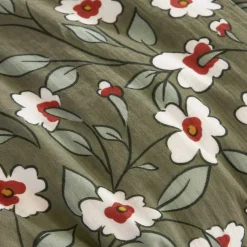 Outlet Copripiumino in garza di cotone (240 x 220 cm) Gaïa margherita Verde rosmarino Copripiumini