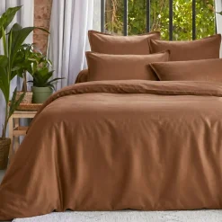Outlet Copripiumino lyocell Tencel lavato (240 x 220 cm) Olivia Cammello Copripiumini|Completi Letto