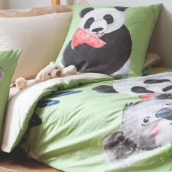 Outlet Copripiumino per bambini in cotone percalle (140 x 200 cm) Panda Biancheria Da Letto Bambini