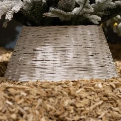 Coprivaso per albero di Natale in vimini (D70 cm) Salice intrecciato Bianco