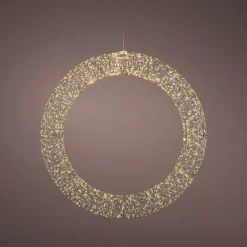 Corona di Natale Gigante luminosa Micro 1800 LED (D116 cm) Scintilli Argento e bianco caldo