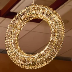 Corona di Natale luminosa 960 Micro LED (D70 cm) Effetto flash Oro e bianco caldo