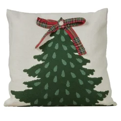 Cuscino di Natale quadrato in cotone (45 x 45 cm) Albero di Natale Tartan Rosso