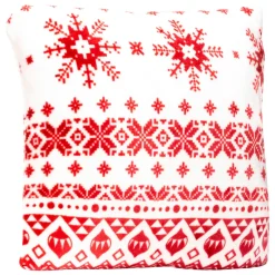 Cuscino natalizio quadrato (40 x 40 cm) Fiocchi di neve Rosso e bianco