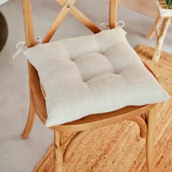 Clearance Cuscino per sedia quadrato (38 x 38 cm) Clem lino Cuscini Per Sedia