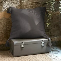 Hot Cuscino quadrato garza di cotone (40 cm) Gaïa Grigio granito Cuscini E Fodere
