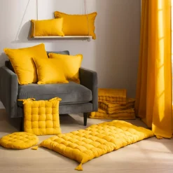 Best Cuscino quadrato in cotone (45 x 45 cm) Pixel con frange Cuscini E Fodere