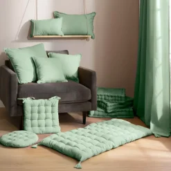Cuscino quadrato in cotone (60 x 60 cm) Pixel Verde menta