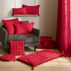 Cuscino rettangolare in cotone (40 x 60 cm) Pixel con frange Rosso