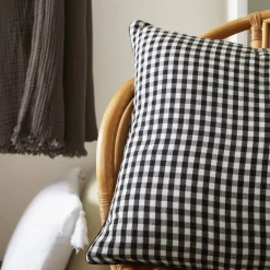 Sale Cuscino rettangolare in garza di cotone (40 x 60 cm) Gaïa vichy Nero Cuscini E Fodere