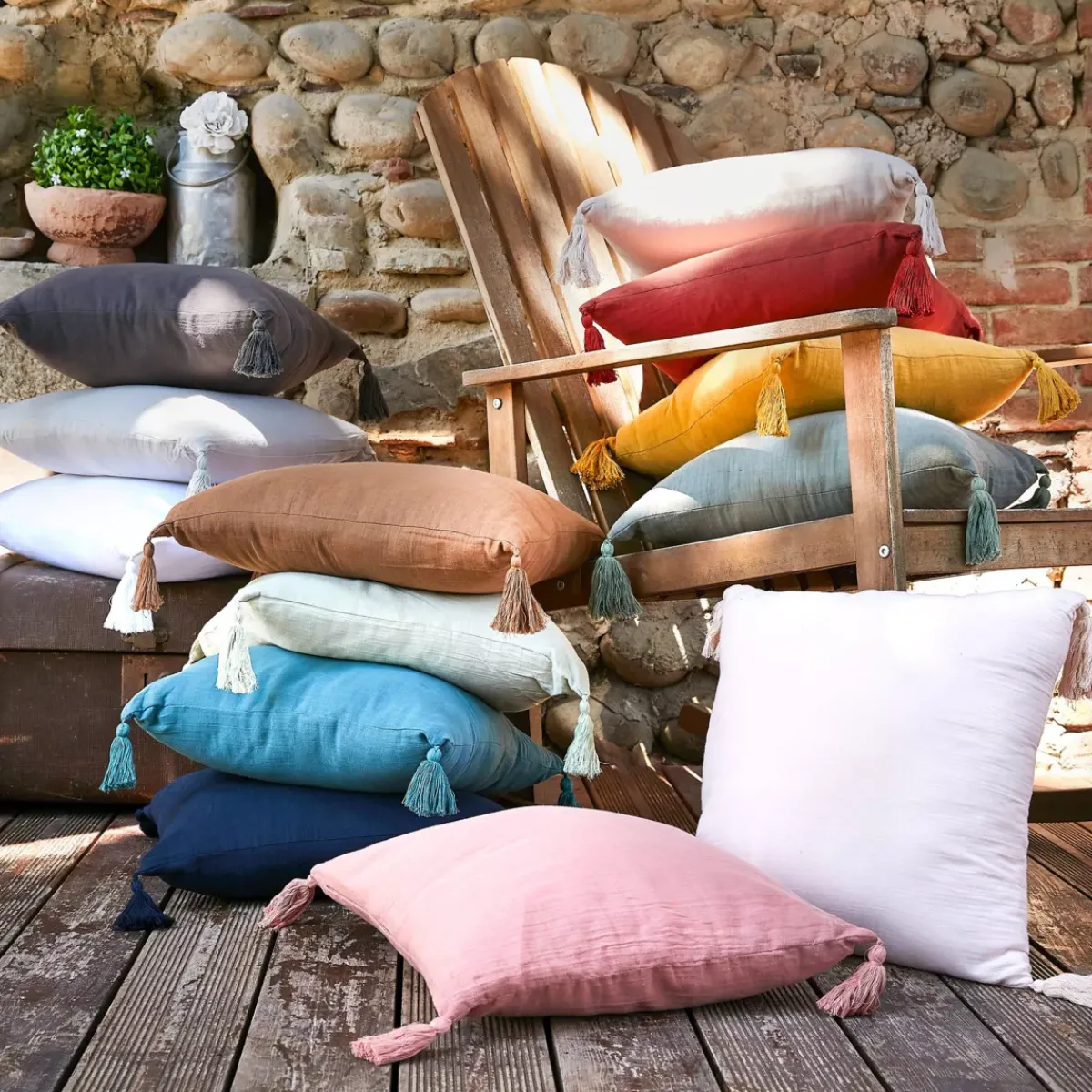 Clearance Cuscino rettangolare in garza di cotone (40 x 60 cm) Gaia Cuscini E Fodere