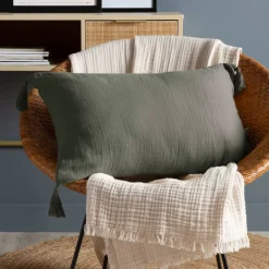 Outlet Cuscino rettangolare in garza di cotone (40 x 60 cm) Gaia Cuscini E Fodere