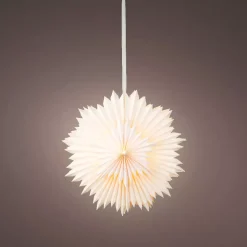 Decorazione da appendere luminosa in carta LED (D60 cm) Origami Star Bianco caldo