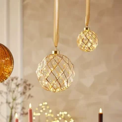 Decorazione da appendere luminosa a pile 40 LED (D20 cm) Vintage Oro/bianco caldo