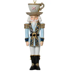 Decorazione di Natale sospesa (H12 cm) Schiaccianoci Tea time Blu e bianco