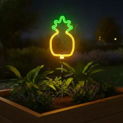 Decorazione luminosa Solare da infilare nel terreno (H74 cm) Ananas neon Giallo