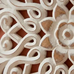 Decorazione murale in legno (L80 cm) Mandala Bianco patinato