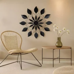 Decorazione murale in metallo (D71 cm) Fiore Nero