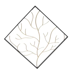 Decorazione murale in metallo (Alt 49,5 cm) Albero contemporaneao Nero e dorato