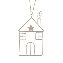 Decorazione natalizia da appendere in metallo (H13 cm) Casa invernale Rosa