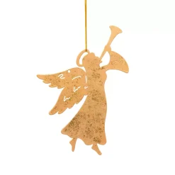 Decorazione natalizia da appendere in metallo (H17 cm) Angelo tromba Dorato