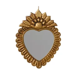 Decorazione Natalizia da appendere in metallo (H20 cm) Specchio Exvoto Dorato