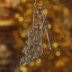 Decorazione natalizia da appendere in metallo (H11 cm) Paris strass Argento