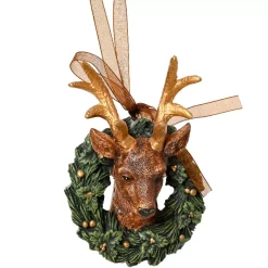 Decorazione Natalizia Sospesa (H10 cm) Cervo Reale Dorato