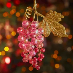 Decorazione natalizia sospesa (H11 cm) Grappolo ghiacciato Fico e oro