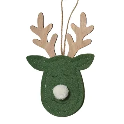 Decorazione natalizia sospesa in legno (H15 cm) Cervo del bosco Verde