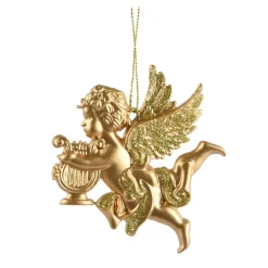 Decorazione natalizia sospesa (H9 cm) Angelo custode Oro glitterato