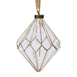 Diamante luminoso a pile 15 LED (H20 cm) Vintage Oro/bianco caldo