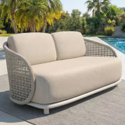 Hot Divano da giardino effetto rattan e alluminio 2 posti Riviera Tavolini Da Giardino, Divani