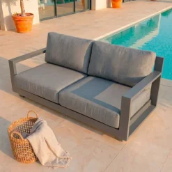 Online Divano da giardino in alluminio 2 posti Elba Grigio Tavolini Da Giardino, Divani