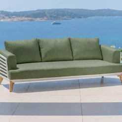 Divano da giardino in alluminio Monte Carlo Bianco e verde rosmarino Tavolini Da Giardino, Divani